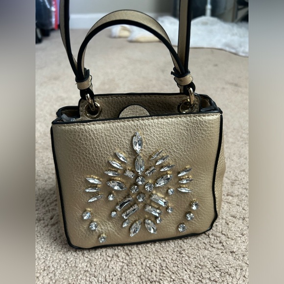 NWT ZARA Evening Gold and Rhinestones Bag - Picture 1 of 11
